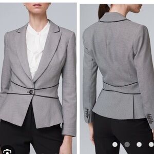 Piped houndstooth blazer